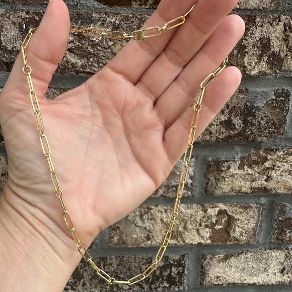 Roberto Coin 18K Yellow Gold Paper Clip & Round Link 17” Necklace - Picture 7 of 8